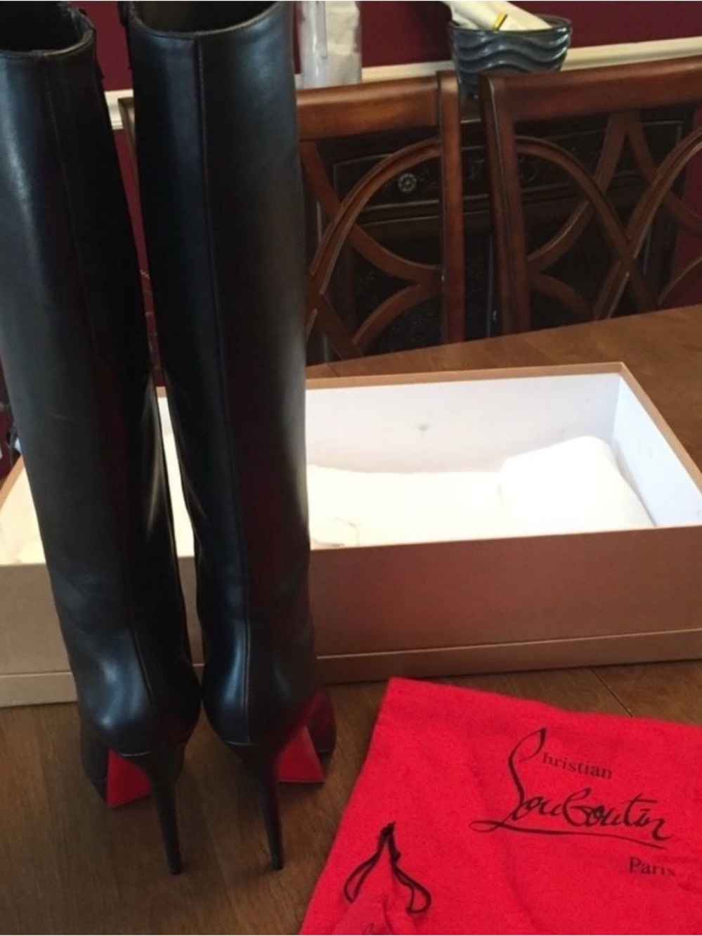 Christian Louboutin Black Bianca Botta Platform Boot 38.5 - Picture 3 of 9